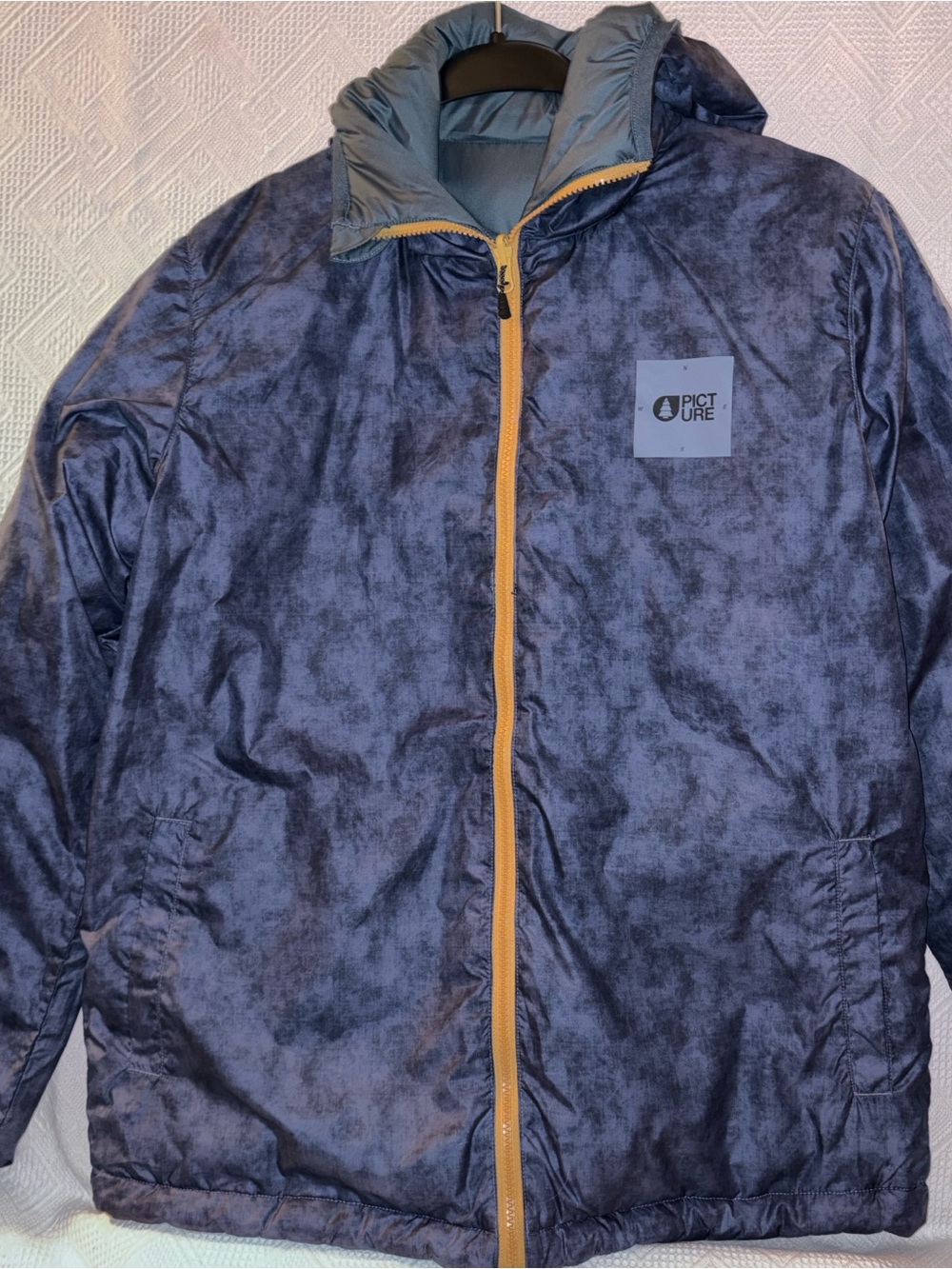 Picture Organic Navy Hooded Puffer Jacket with Contrast Zip
